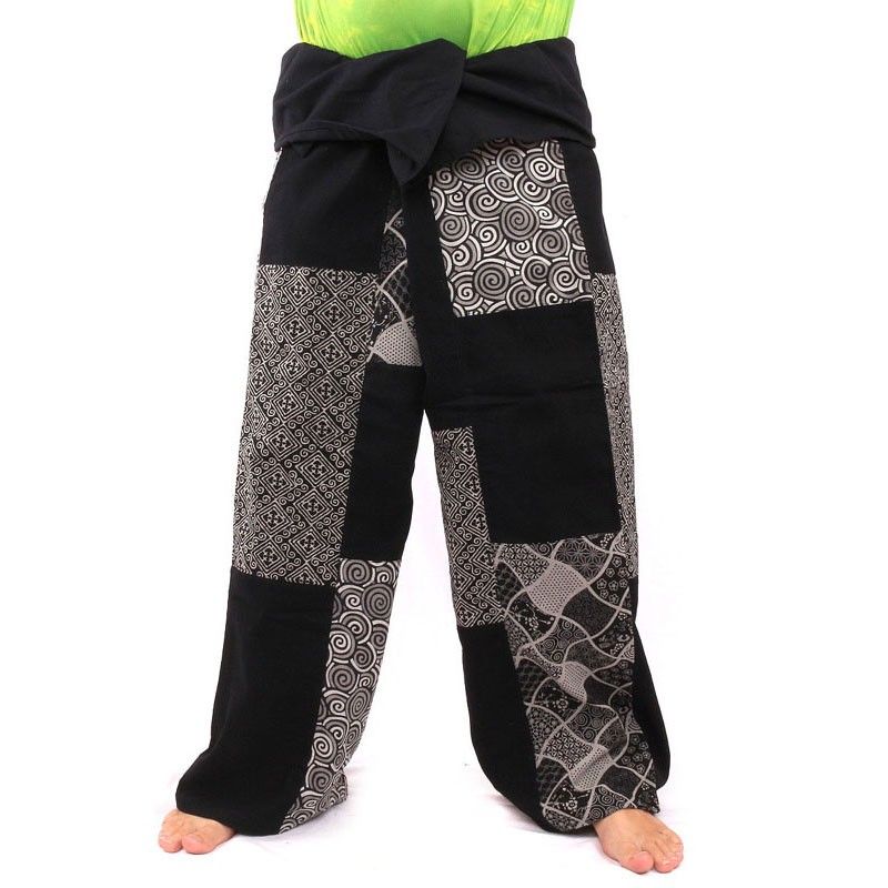 Pantalon de pêcheur thaïlandais en patchwork taille XL