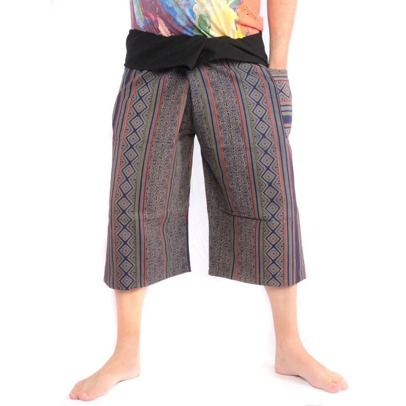 Short Thai fishing pants hand painted "Candle Writing