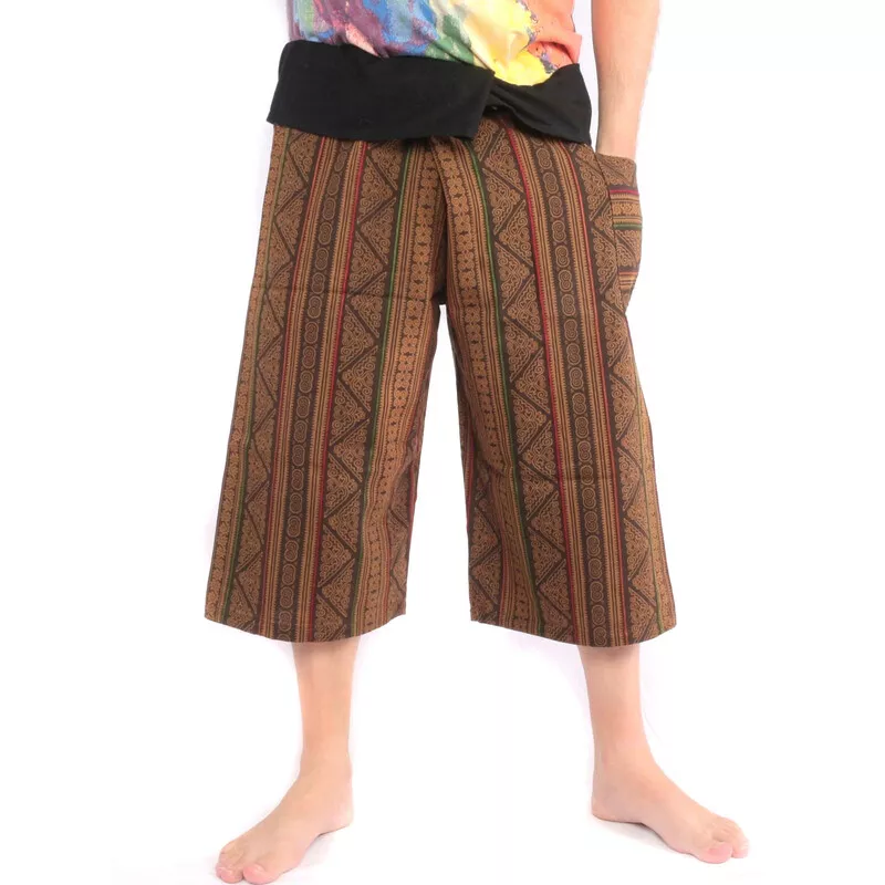 Court pantalon de pêcheur thaïlandais peint à la main "Candle Writing