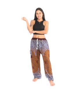 Thai pants jogger "Kru Larp" roses and honeycomb pattern