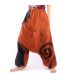 pantalon de harem bicolore orange anthracite imprimé avec spirale