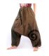harem pants two-coloured brown green printed with spiral