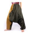 harem pants two-coloured green light brown printed with spiral