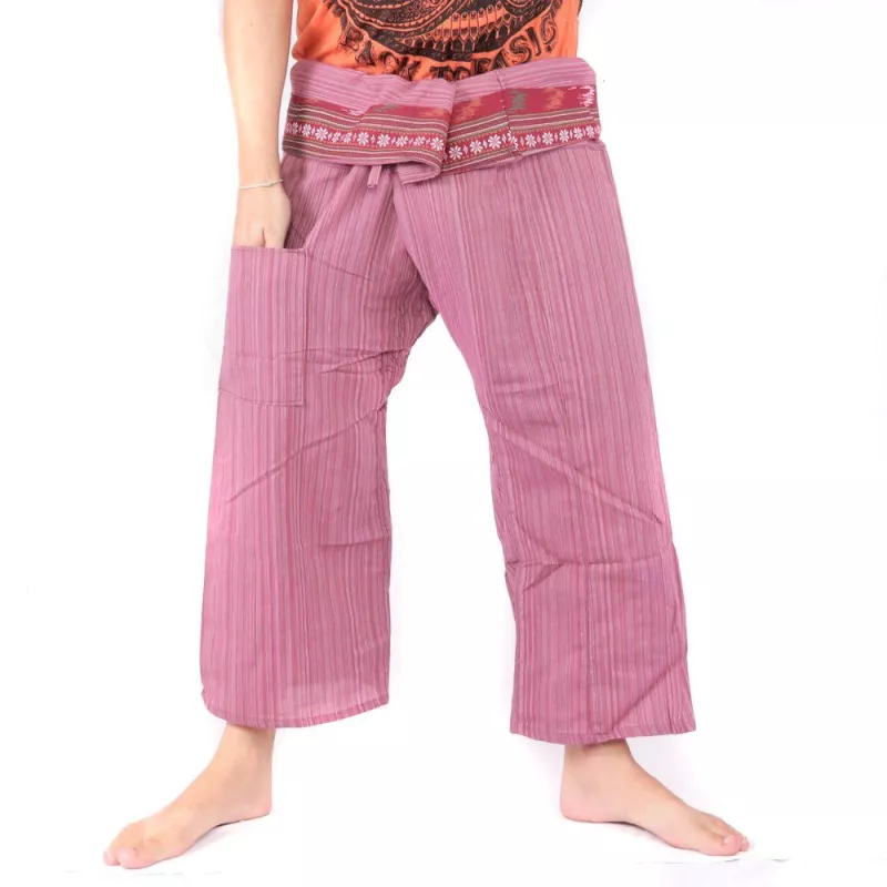 Thai Fischerhose mit Muster Borte - Baumwolle