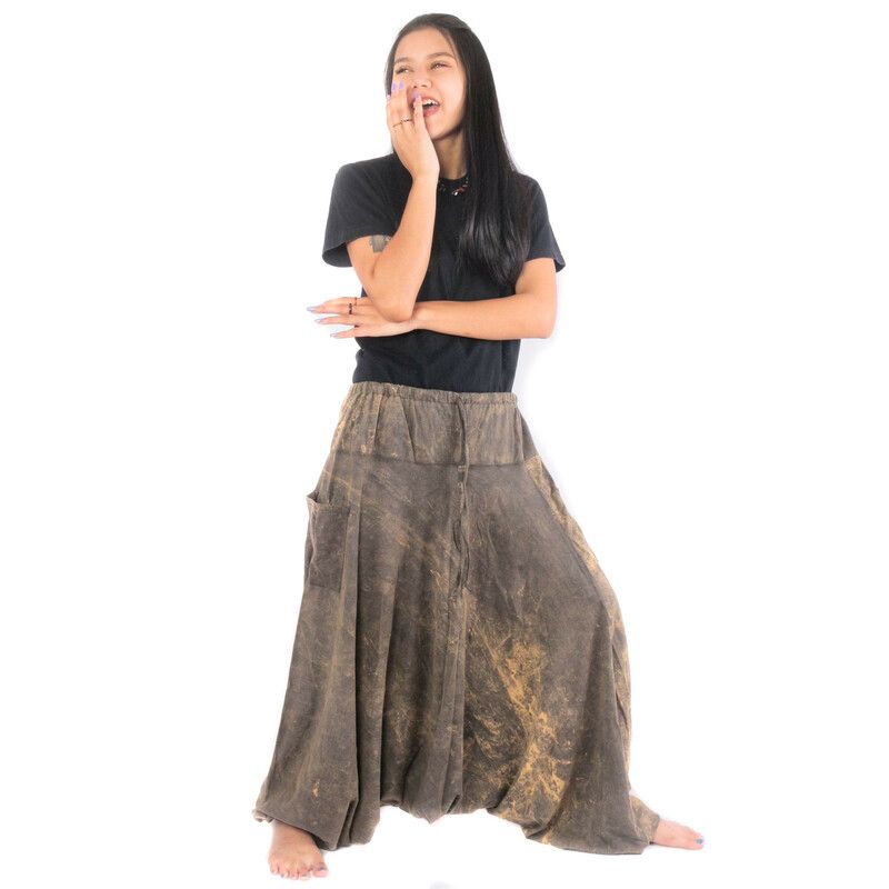 Aladinhose "Stone Washed" - Bequeme Haremshose aus 100% Baumwolle
