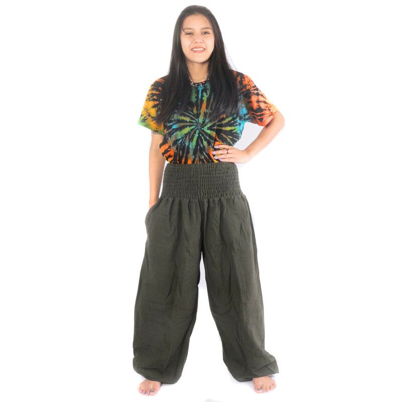 harem pants high cut green