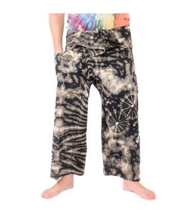 Thai Fischerhose "Mudmee" Batik schwarz weiss