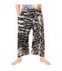 Pantalones de pescador tailandés "Mudmee" Batik negro blanco