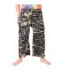 Pantalones de pescador tailandés "Mudmee" Batik negro blanco