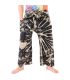 Pantalones de pescador tailandés "Mudmee" Batik negro blanco