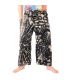 Pantalones de pescador tailandés "Mudmee" Batik negro blanco