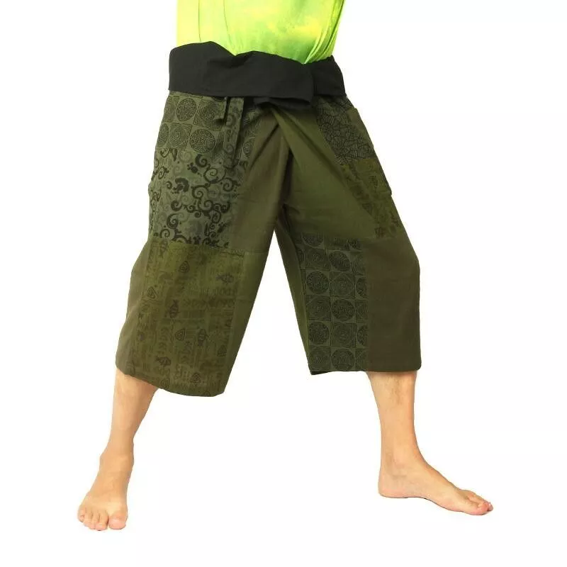 Kurze Thai Fischerhose Patchwork Shorts
