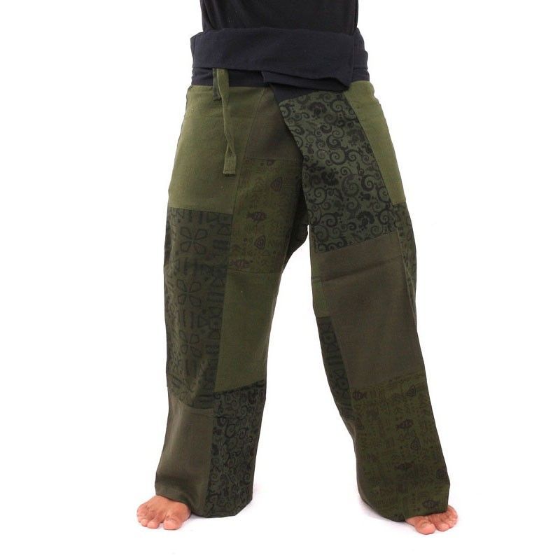 Pantalon de pêcheur thaïlandais en patchwork taille M