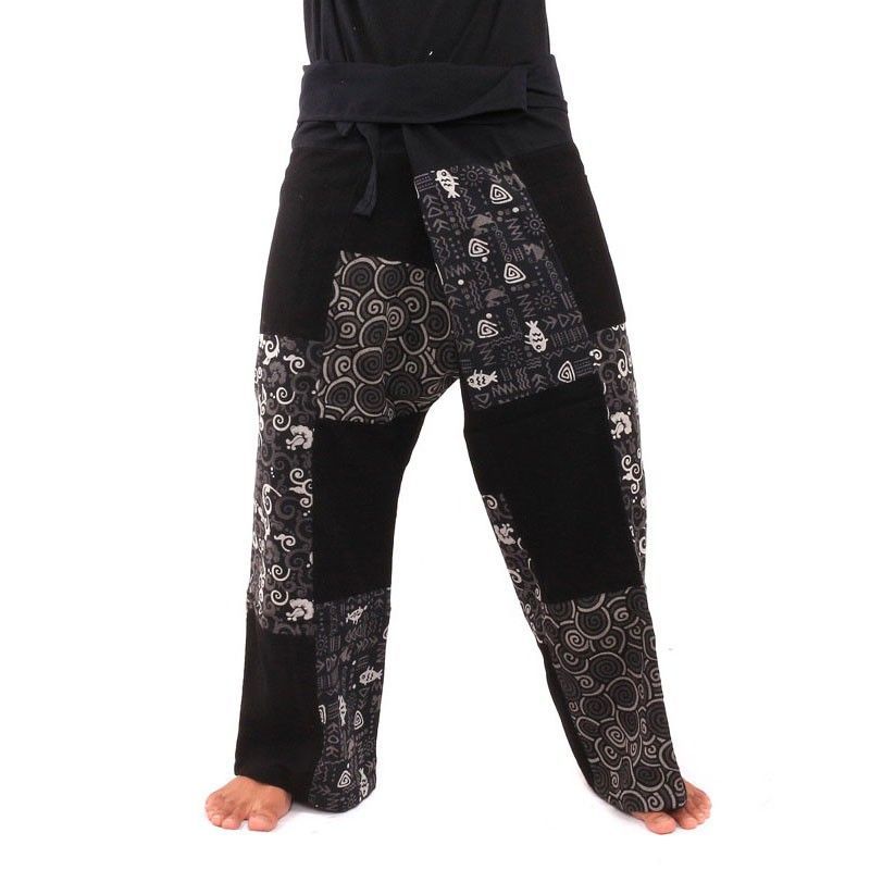 Pantalon de pêcheur thaïlandais en patchwork taille M