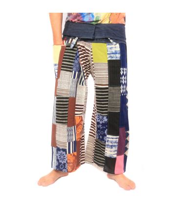 Patchwork de pantalons de pêcheur thaïlandais