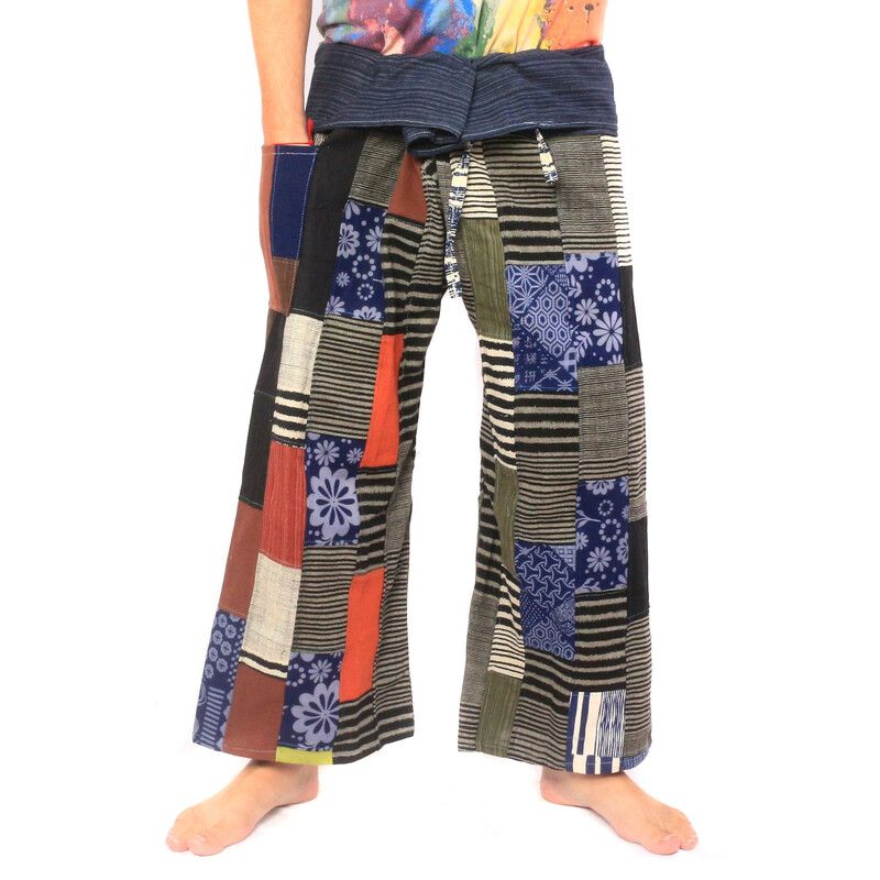 Patchwork de pantalons de pêcheur thaïlandais