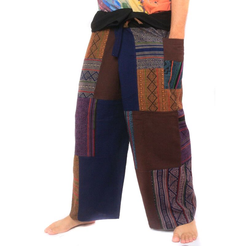 Handmade Thai wrap pants / fishing pants patchwork from Chiang Mai | Unique Design