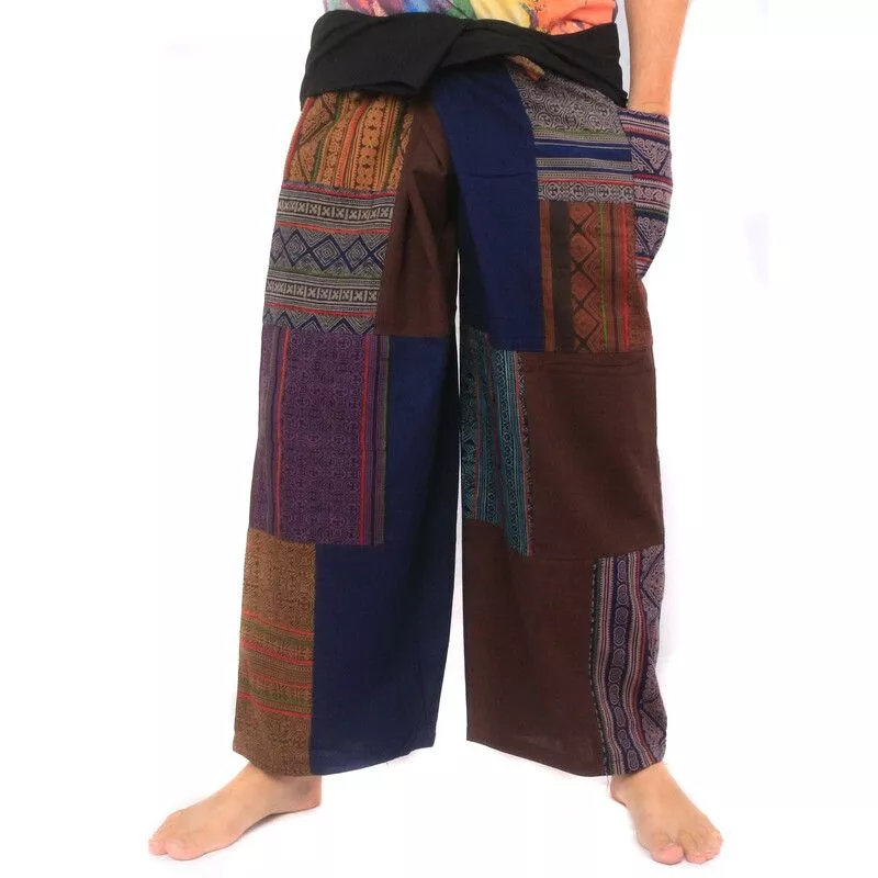 Handmade Thai wrap pants / fishing pants patchwork from Chiang Mai | Unique Design