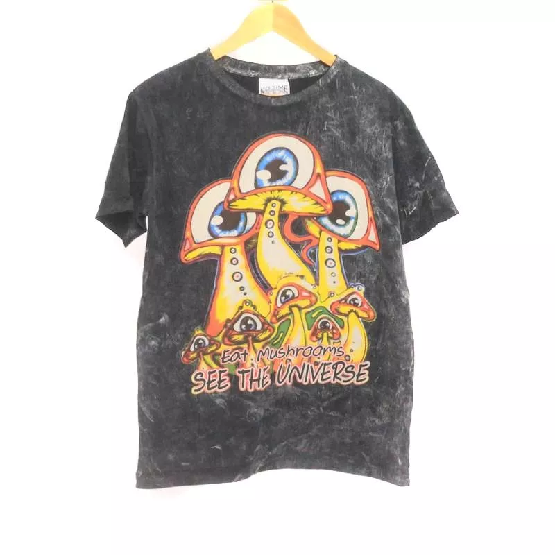 "No Time" Mushroom T-Shirt Size M Stonewashed