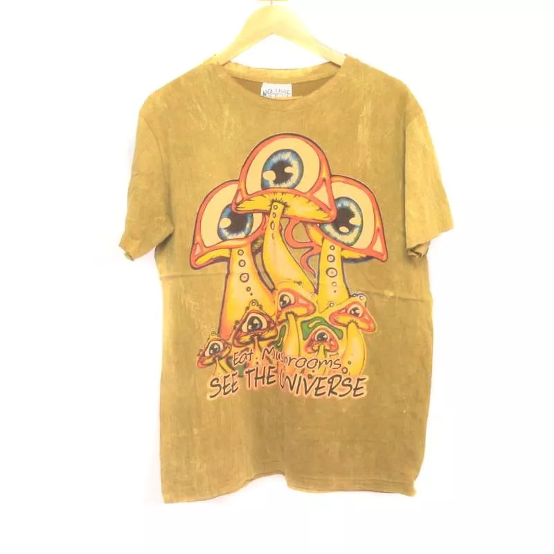 T-Shirt "No Time" Champignon Taille M Stonewashed