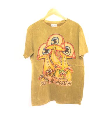 "No Time" Mushroom T-Shirt Size M Stonewashed