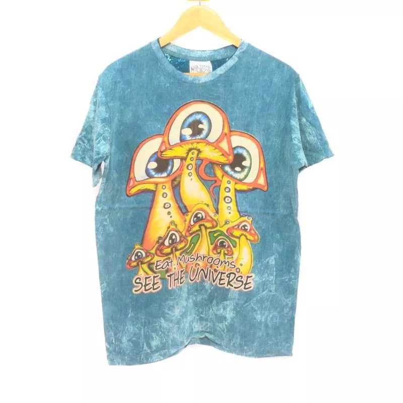 "No Time" Pilze T-Shirt Größe M Stonewashed