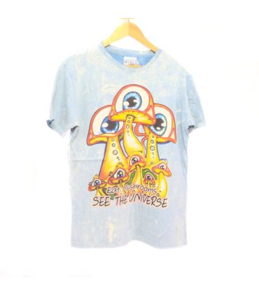 "No Time" Mushroom T-Shirt Size M Stonewashed