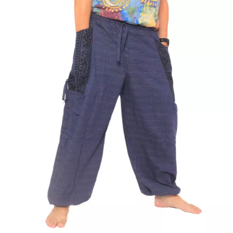 Pantalons hippie thaïlandais pour la ligature Application ethno du coton lourd