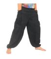 Harem pants meditation pants large side pockets Om Dharmachakra feet Buddhas cotton anthracite
