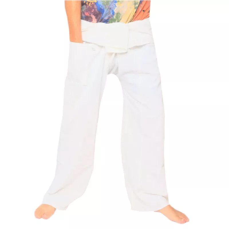 Pantalon de pêcheur thaïlandais - blanc - coton extra long