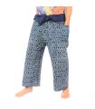 Authentic Thai Fisherman Pants from Chiang Mai - Indigo Print on Heavy Cotton (Size M)