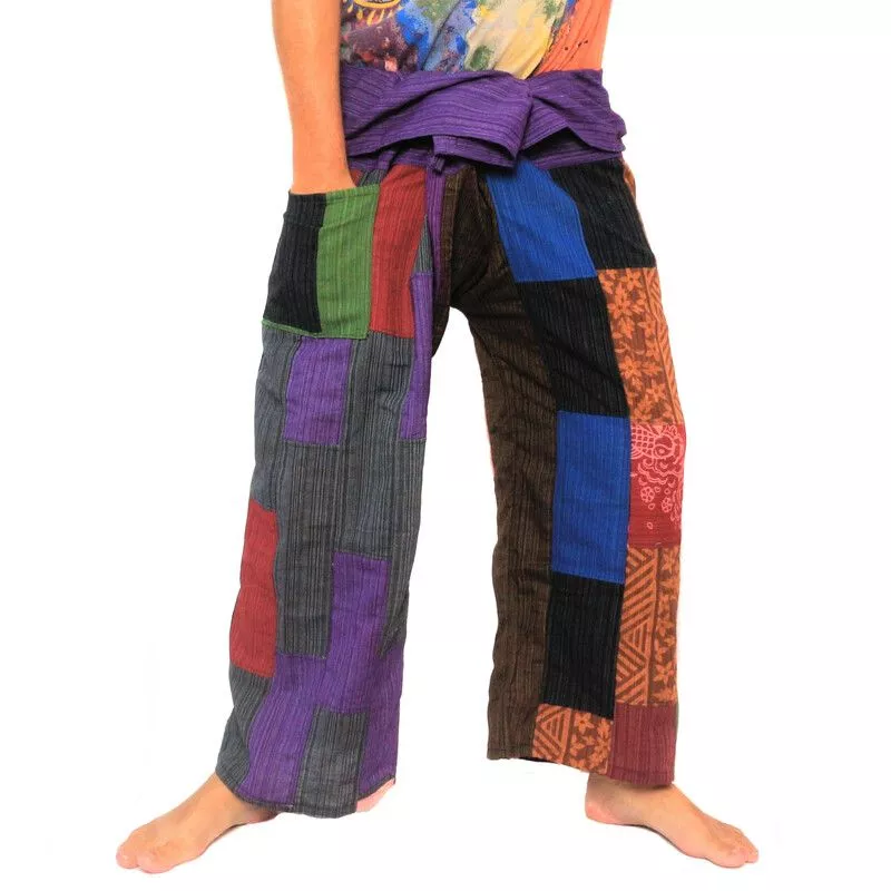 Thai fisherman pants patchwork size XL. Handmade unique specimens.