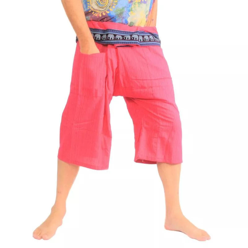 Pantalon de pêche thaïlandais 3/4 - rose - coton