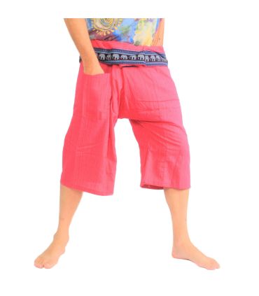 3/4 Thai fishing pants - pink - cotton