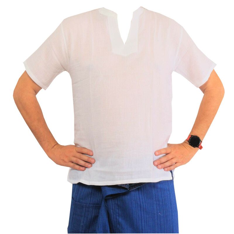 Razia Fashion - camisa ligera de algodón tailandés blanco talla L