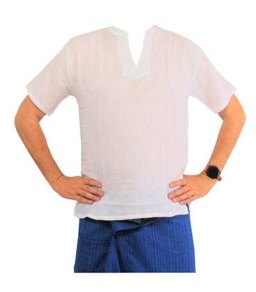 Razia Fashion - Light Thai summer cotton T-shirt white size L