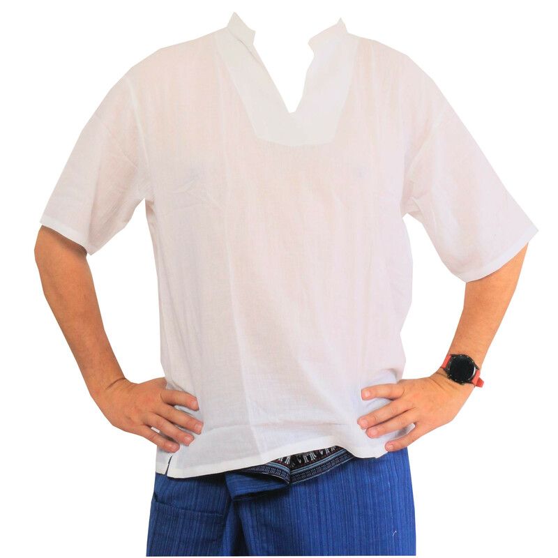 Razia Fashion - camisa ligera de algodón tailandés blanco talla XL