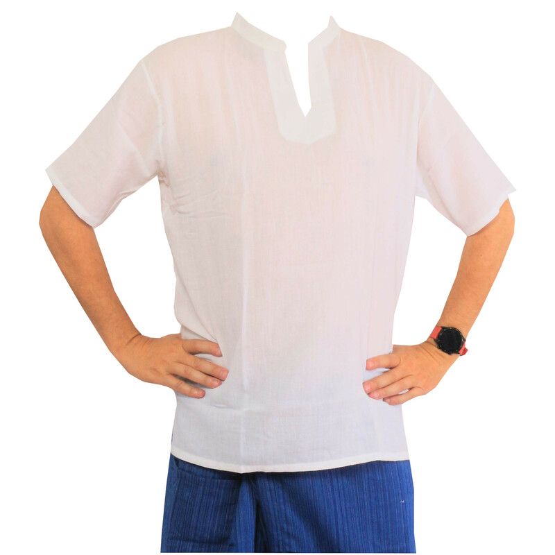 Razia Fashion - leichtes Thai Baumwollhemd weiß Größe XXL