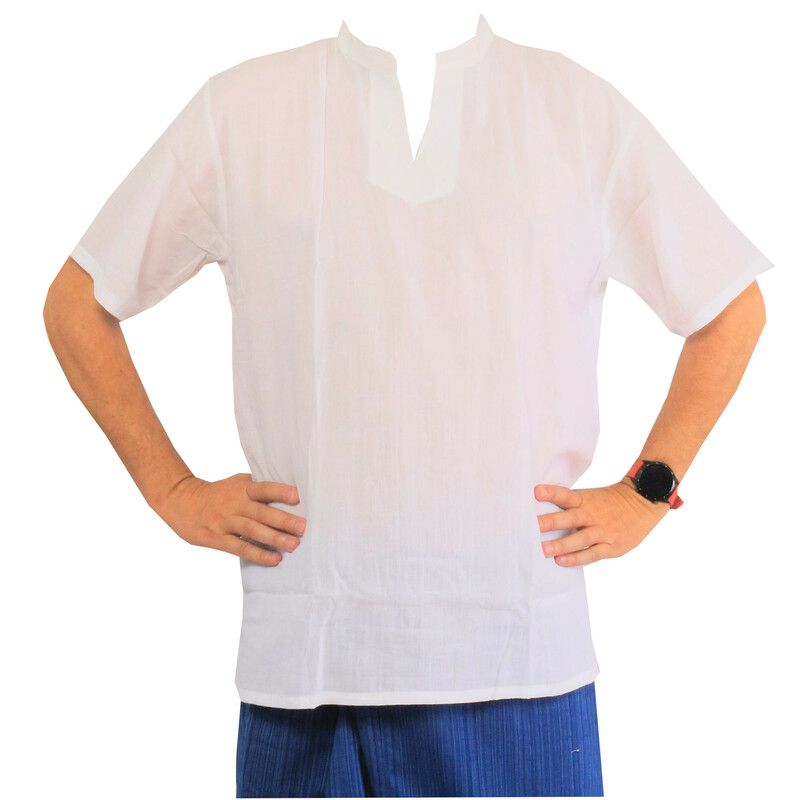 Razia Fashion - camisa ligera de algodón tailandés blanco de manga corta talla XXXL