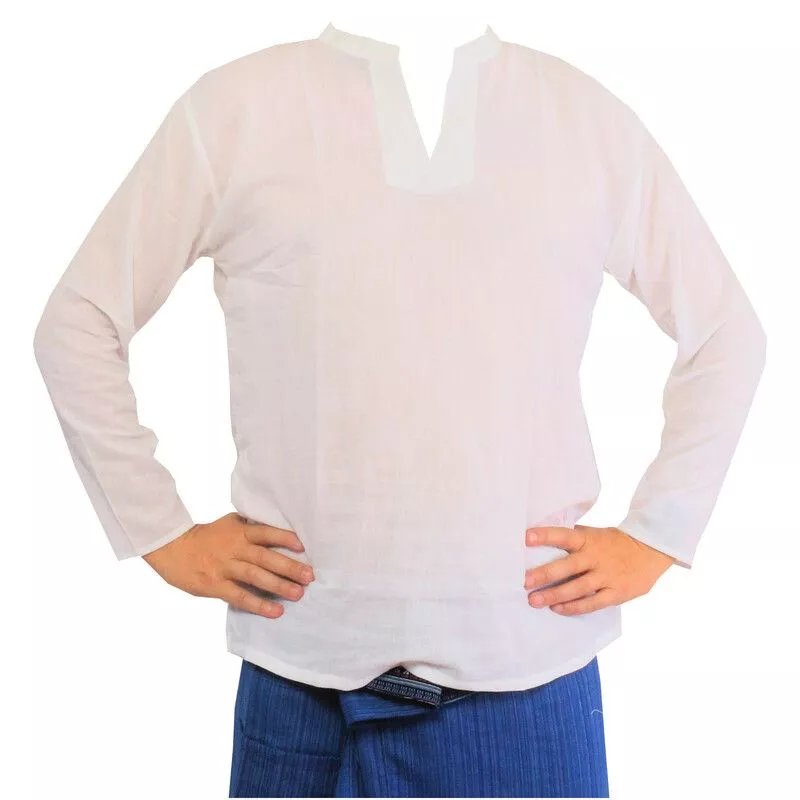 Chemise thaïlandaise en coton blanc taille XL