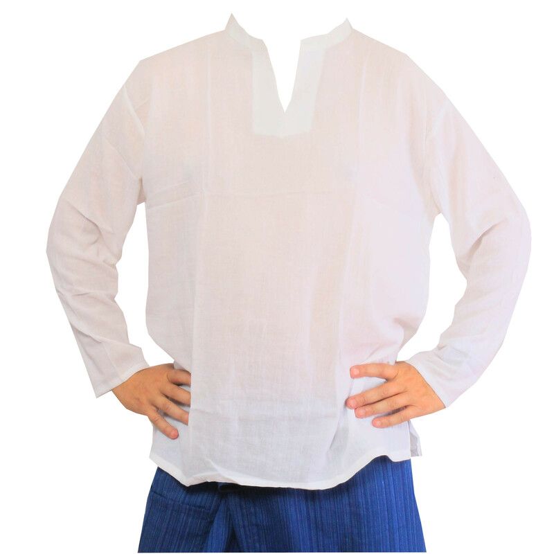 Camisa de algodón tailandesa blanca talla XXXL