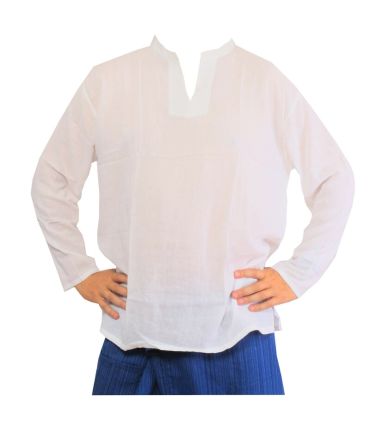 Chemise thaïlandaise en coton blanc taille XXL