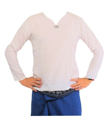 Chemise thaïlandaise en coton blanc taille M