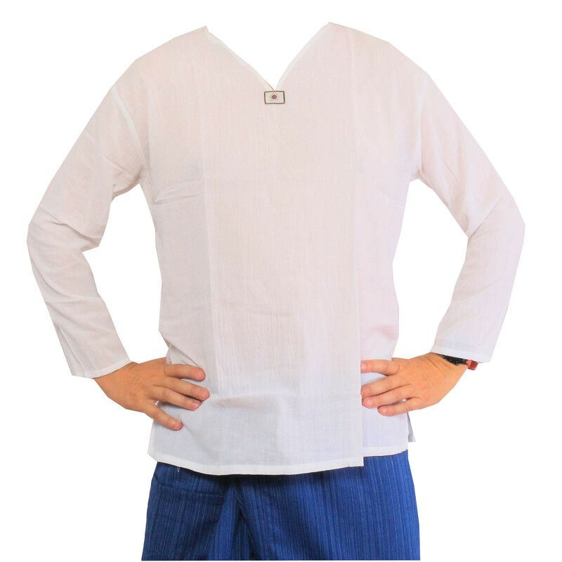Camisa de algodón tailandesa blanca talla XL
