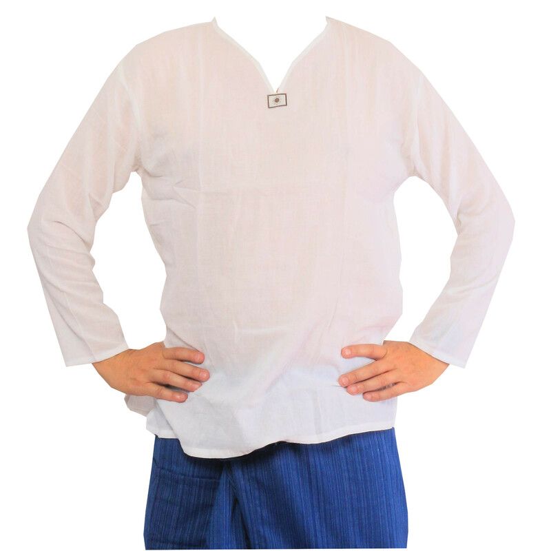 Thai Hemd aus Baumwolle weiß Größe XXL