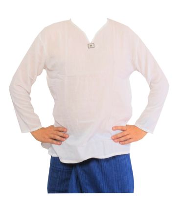 Chemise thaïlandaise en coton blanc taille XXL
