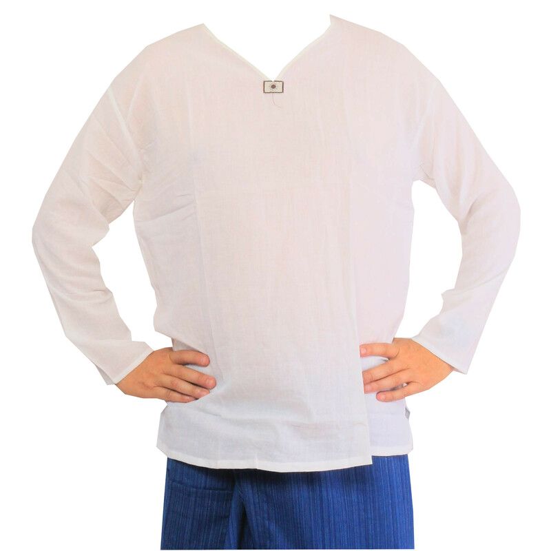 Thai Hemd aus Baumwolle weiß Größe XXXL