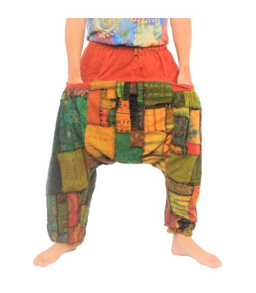 pantalon de harem en coton imprimé "Stonewash" Om Goa