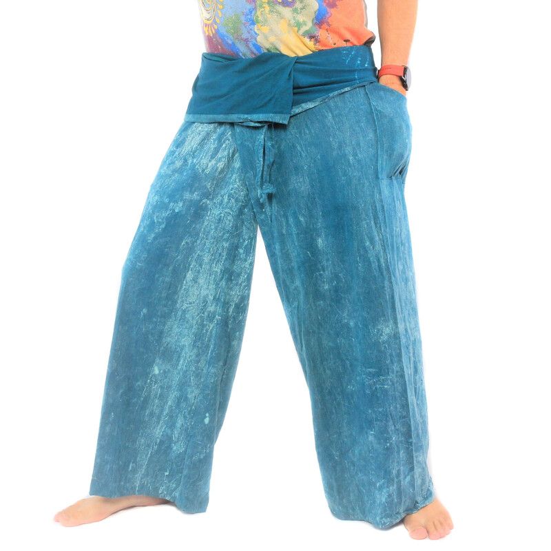 Pantalon de Pêcheur Thaï "Stone Washed" XL - Coton Doux et Extensible pour un Confort Maximal