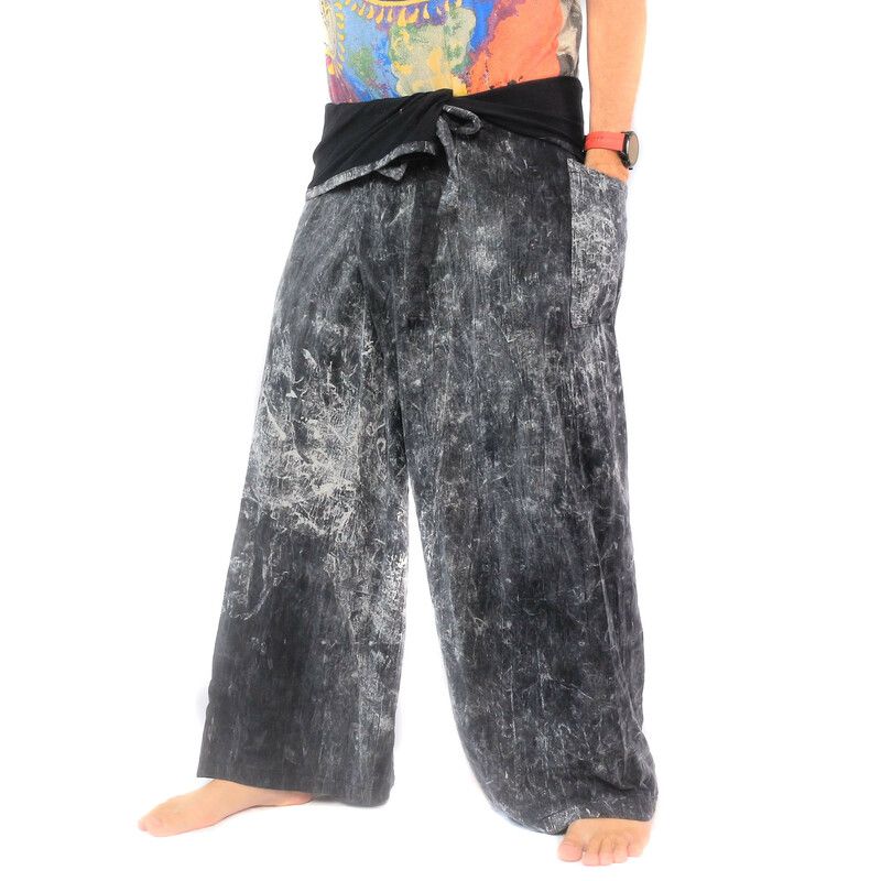 Pantalon de Pêcheur Thaï "Stone Washed" XL - Coton Doux et Extensible pour un Confort Maximal